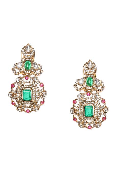 Buy_Ruby Raang_Multi Color Pearls, Stones Semi Precious Embellished Necklace Set _Online_at_Aza_Fashions