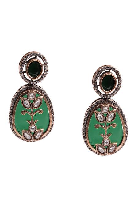 Buy_Ruby Raang_Green Pearls, Pom-poms, Stones Embellished Pendant Necklace Set _Online_at_Aza_Fashions