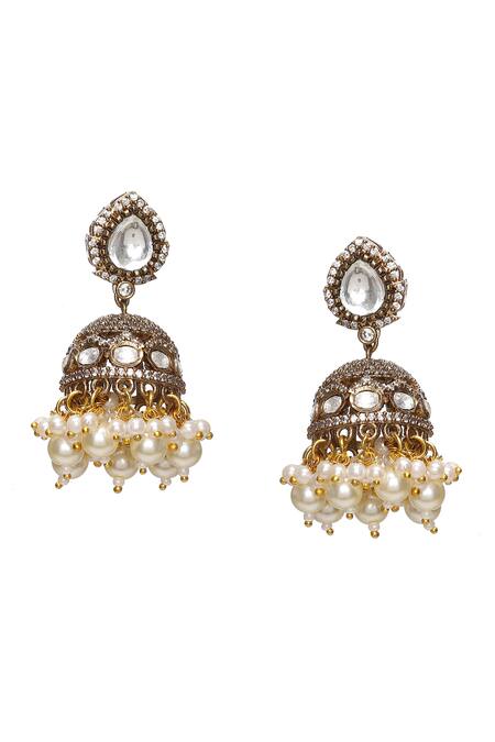 Buy_Ruby Raang_White Pearls Polki Embellished Choker Set _Online_at_Aza_Fashions