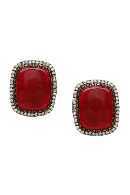 Buy_Ruby Raang_Maroon Pearls, Piping, Stones Embellished Choker Set _Online_at_Aza_Fashions