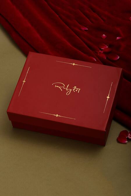 Buy_Ruby Raang_Maroon Pearls, Piping, Stones Embellished Choker Set 