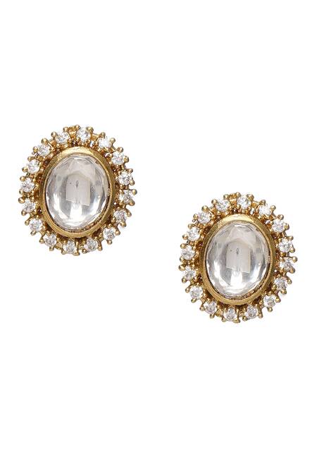 Buy_Ruby Raang_Gold Plated Diamonds, Crystals, Stones Kundan Drop Hasli Chain Necklace Set _Online_at_Aza_Fashions