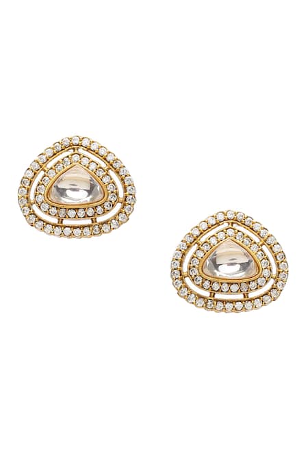 Buy_Ruby Raang_Gold Plated Diamonds, Stones Kundan Drop Layered Chain Necklace Set _Online_at_Aza_Fashions