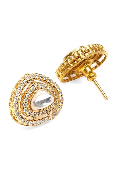 Shop Ruby Raang Gold Plated Diamonds, Stones Kundan Drop Layered Chain Necklace Set Online at Aza Fashions Shop_Ruby Raang_Gold Plated Diamonds, Stones Kundan Drop Layered Chain Necklace Set _Online_at_Aza_Fashions