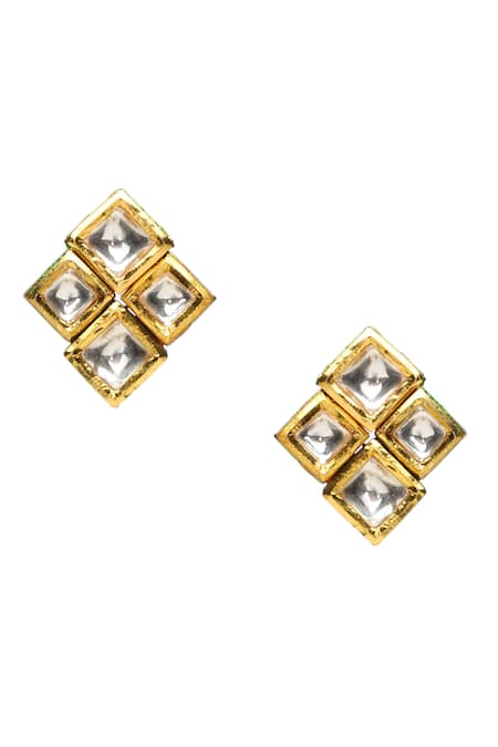 Buy_Ruby Raang_Gold Plated Pearls, Diamonds Kundan Chain Necklace Set _Online_at_Aza_Fashions