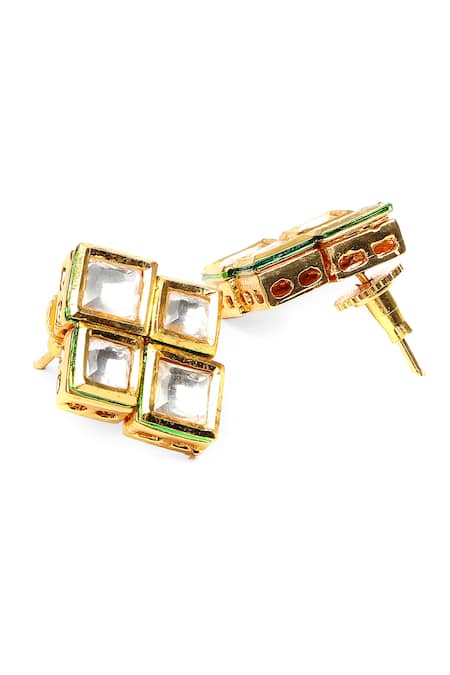 Shop_Ruby Raang_Gold Plated Pearls, Diamonds Kundan Chain Necklace Set _Online_at_Aza_Fashions