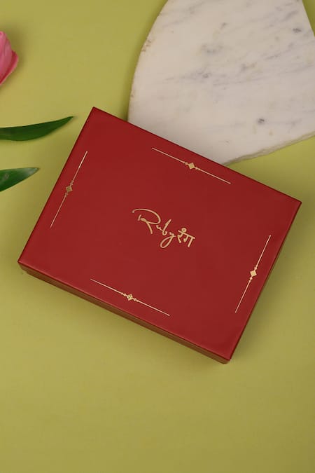 Buy_Ruby Raang_Maroon Diamonds, Stones Polki Embellished Onyx Choker Set 