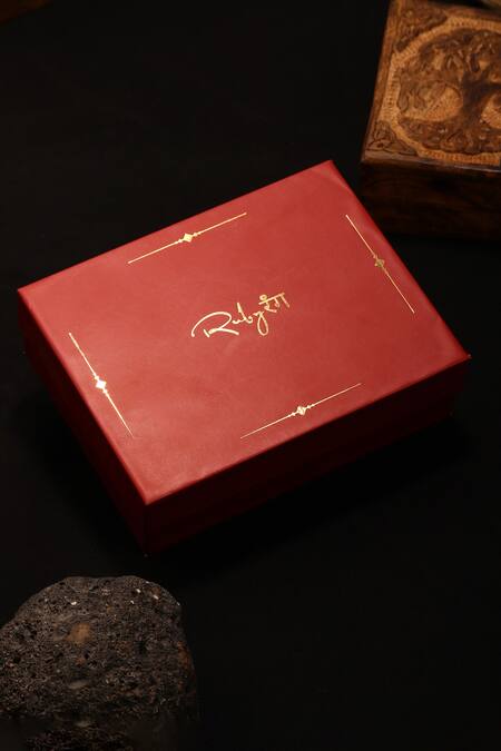 Buy_Ruby Raang_White Pearls, Metallic Thread Polki Embellished Choker Set 