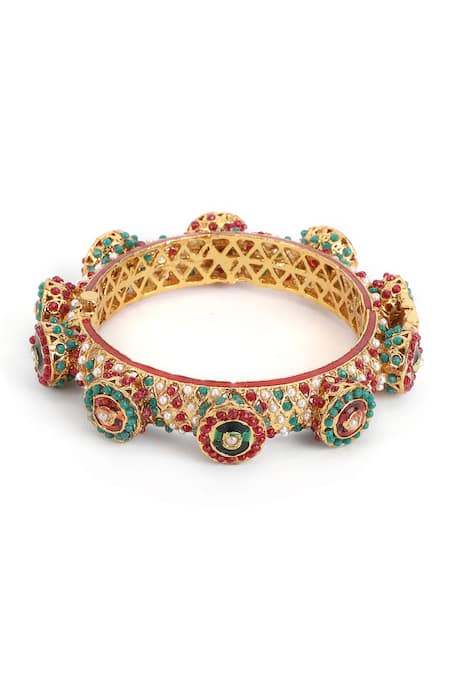 Buy Ruby Raang Multi Color Pearls, Metallic Thread, Stones Embellished Rajwada Kada- Single Pc Online at Aza Fashions Buy_Ruby Raang_Multi Color Pearls, Metallic Thread, Stones Embellished Rajwada Kada- Single Pc _Online_at_Aza_Fashions