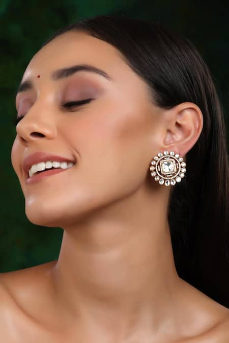 Ruby Raang Phool Kundan Embellished Studs 