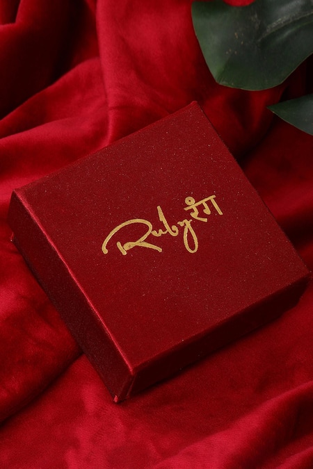 Shop_Ruby Raang_Gold Plated Pearls, Gota Patti, Stones Bahara Chand Dewdrop Kundan Earrings _Online_at_Aza_Fashions