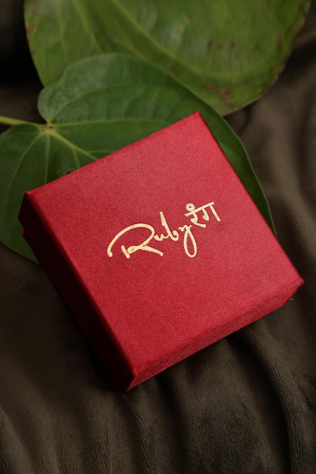 Shop_Ruby Raang_Maroon Stones, Gota Patti Kundan And Embellished Ornate Studs _Online_at_Aza_Fashions