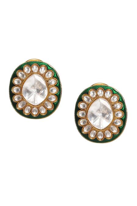 Ruby Raang Gold Plated Metallic Thread, Stones Blossom Kundan And Meenakari Embellished Studs Online at Aza Fashions Ruby Raang_Gold Plated Metallic Thread, Stones Blossom Kundan And Meenakari Embellished Studs _Online_at_Aza_Fashions