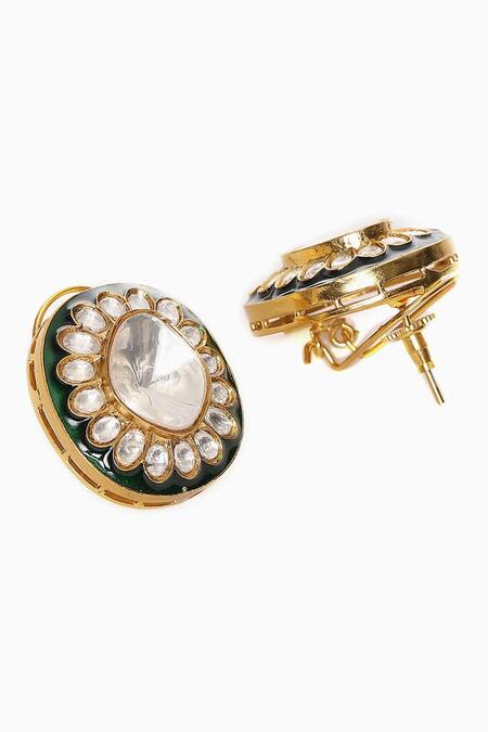 Buy Ruby Raang Gold Plated Metallic Thread, Stones Blossom Kundan And Meenakari Embellished Studs Online at Aza Fashions Buy_Ruby Raang_Gold Plated Metallic Thread, Stones Blossom Kundan And Meenakari Embellished Studs _Online_at_Aza_Fashions