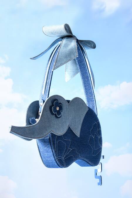 Buy_Immri_Blue Applique Elephant Shaped Batua Bag _Online_at_Aza_Fashions