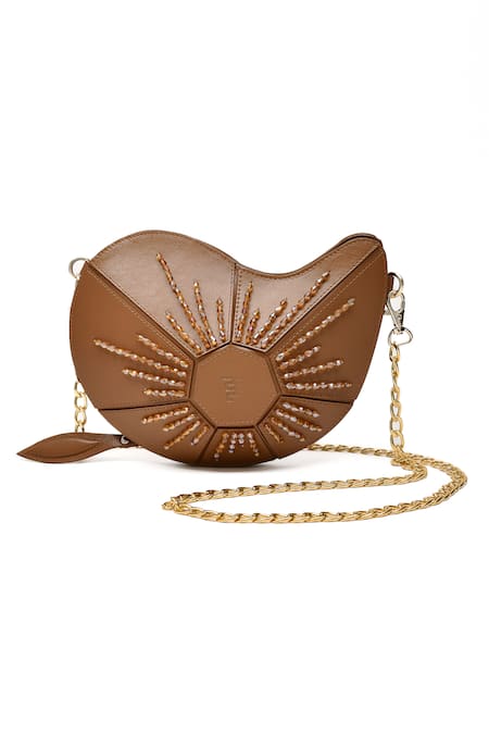 Immri Mango Shaped Kerry Embroidered Two Tone Bag 