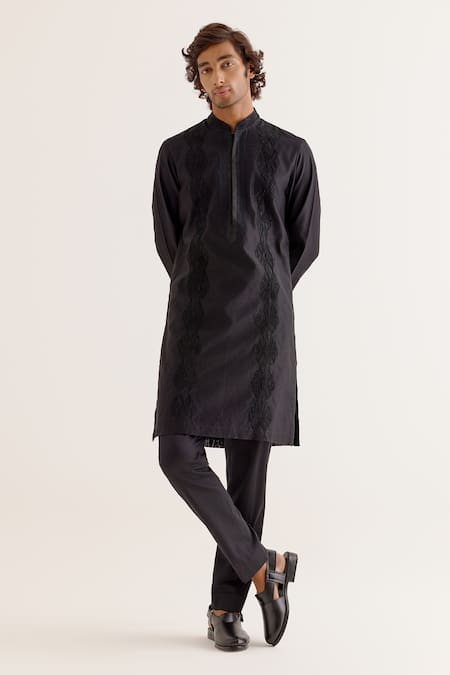 Devnaagri Silk Chanderi Embroidered Kurta With Pant 