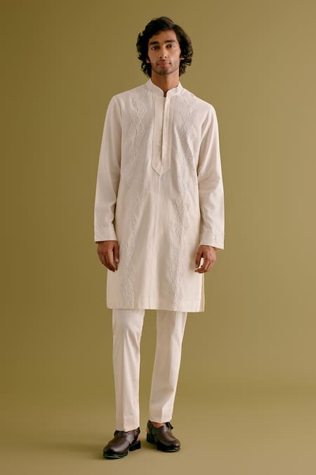 Devnaagri Silk Chanderi Dori Embroidered Kurta With Pant 