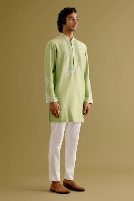 Devnaagri Floral Dori Embroidered Kurta With Pant 