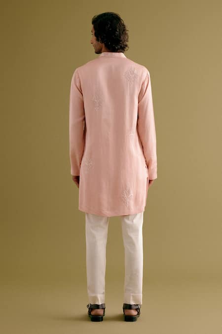 Devnaagri Floral Dori Embroidered Front Button Down Kurta With Pant 