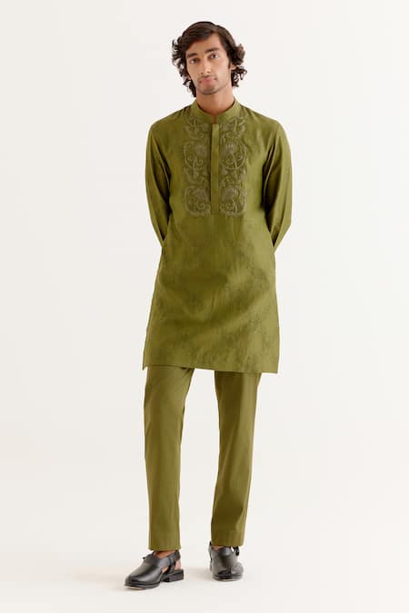 Devnaagri Silk Chanderi Block Print Kurta With Pant 