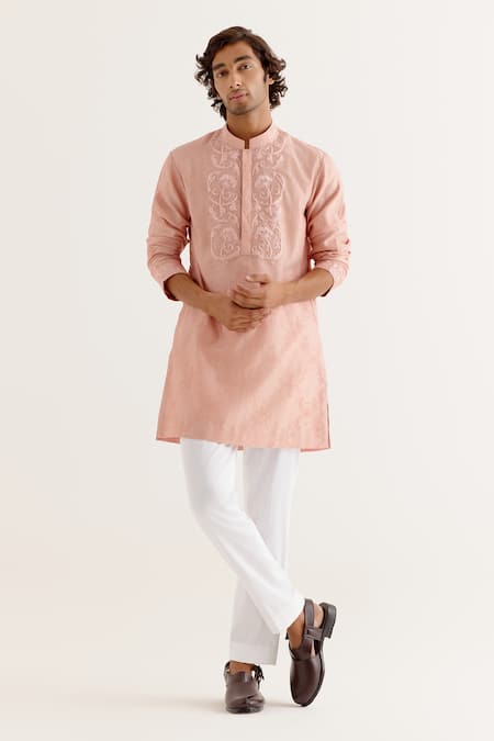 Devnaagri Floral Block Print Yoke Kurta With Pant 