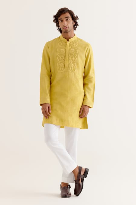 Devnaagri Floral Embroidered Yoke Kurta With Pant 