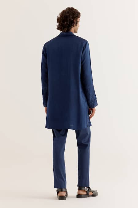 Devnaagri Floral Dori Embroidered Front Open Kurta With Pant 