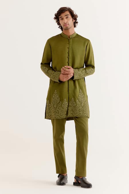 Devnaagri Floral Dori Embroidered Kurta With Pant 