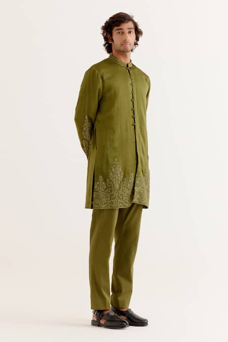 Devnaagri Floral Dori Embroidered Kurta With Pant 