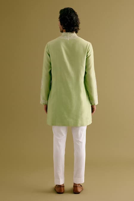 Devnaagri Dori Embroidered Neck Kurta With Pant 