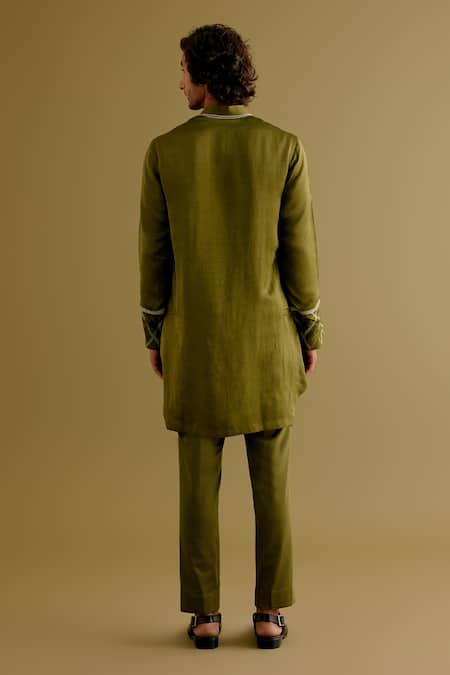 Devnaagri Floral Embroidered Neck Kurta With Pant 