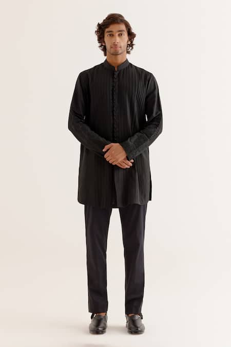 Devnaagri Pintuck Dori Embroidered Kurta With Pant 