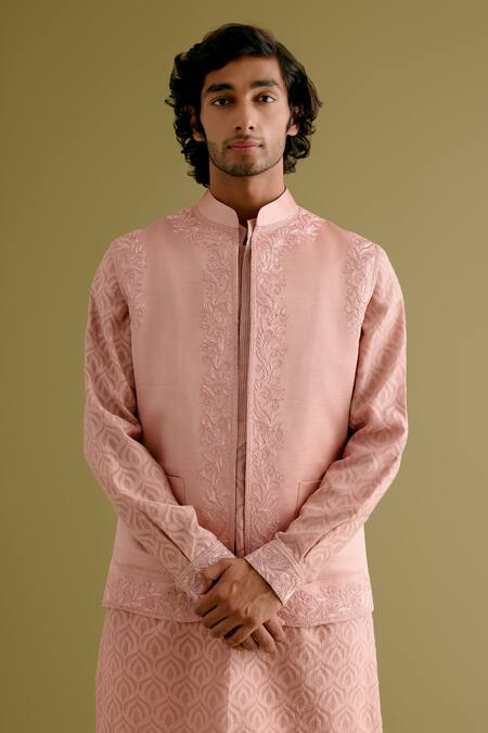 Buy Devnaagri Pink Silk, Chanderi Embroidery Dori Bundi And Kurta Set Online at Aza Fashions Buy_Devnaagri_Pink Silk, Chanderi Embroidery Dori Bundi And Kurta Set _Online_at_Aza_Fashions