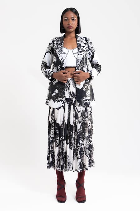 AMKA Kola Musk Bloom Print Jacket & Skirt Set 