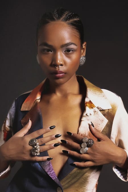 Shop_Amka_Peach Cotton Galactic Bloom Print Blazer With Pant _Online_at_Aza_Fashions