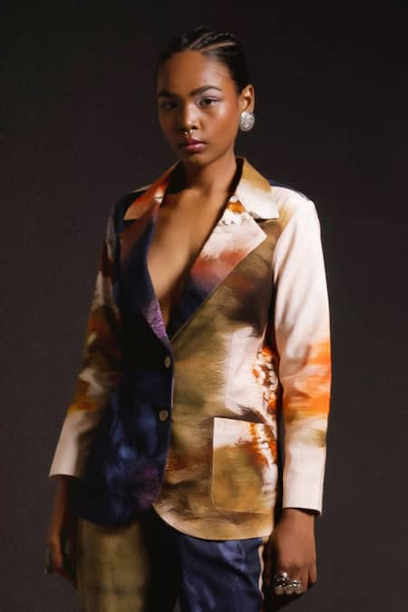 AMKA Galactic Bloom Print Blazer 