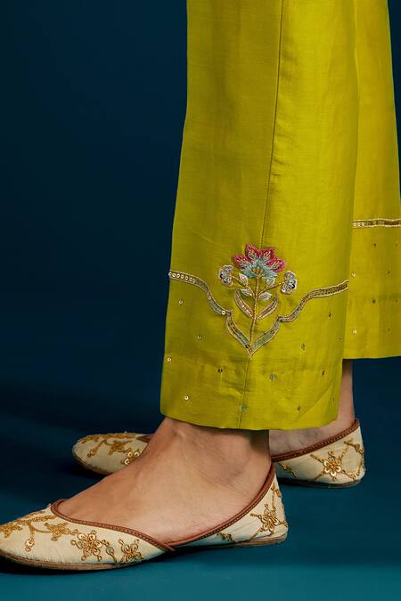 Buy Anantaa By Roohi Green Silk, Chanderi Sequins, Patchwork, Beads, Resham Paisley Kurta Pant Set Online at Aza Fashions Buy_Anantaa By Roohi_Green Silk, Chanderi Sequins, Patchwork, Beads, Resham Paisley Kurta Pant Set _Online_at_Aza_Fashions