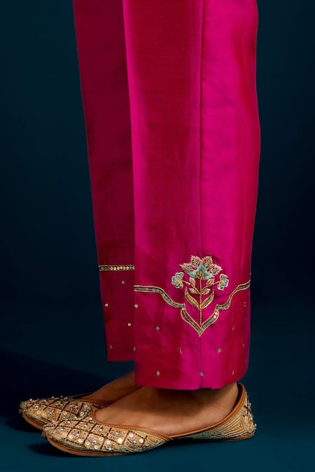 Buy Anantaa By Roohi Fuchsia Silk, Chanderi Beads, Sequins, Paisley Placement Resham Kurta With Pant Online at Aza Fashions Buy_Anantaa By Roohi_Fuchsia Silk, Chanderi Beads, Sequins, Paisley Placement Resham Kurta With Pant _Online_at_Aza_Fashions