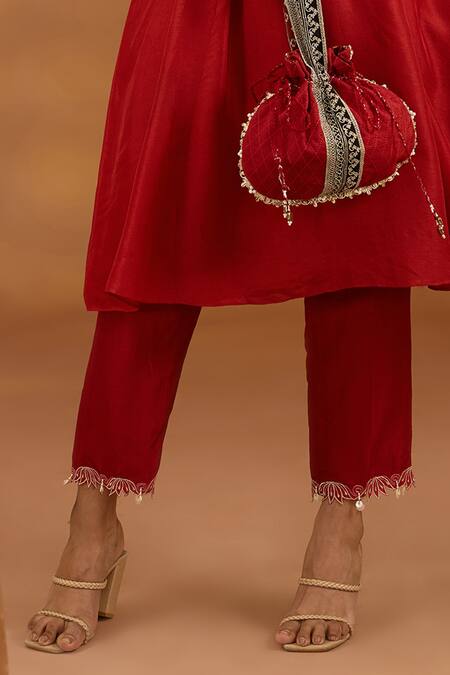 Buy ISHA GUPTA TAYAL Red Silk, Organza, Cotton Embroidery, Zari, Lord Srinathji Patchwork Kurta Set Online at Aza Fashions Buy_ISHA GUPTA TAYAL_Red Silk, Organza, Cotton Embroidery, Zari, Lord Srinathji Patchwork Kurta Set _Online_at_Aza_Fashions