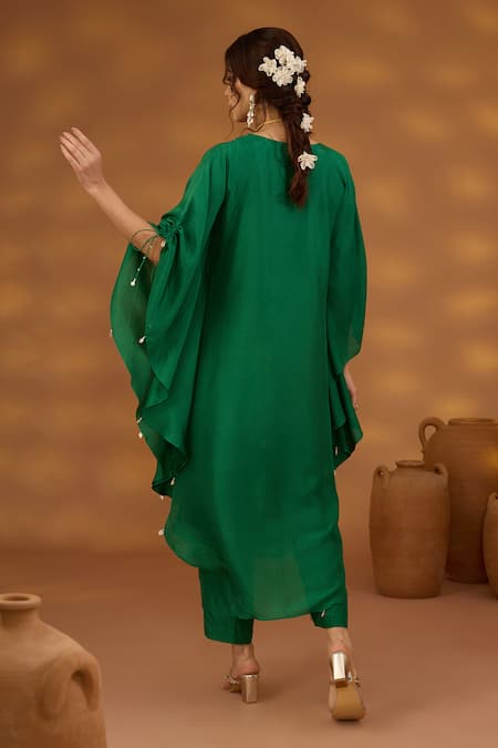 ISHA GUPTA TAYAL Nandi Patchwork Embroidered Kaftan Kurta & Pant Set 