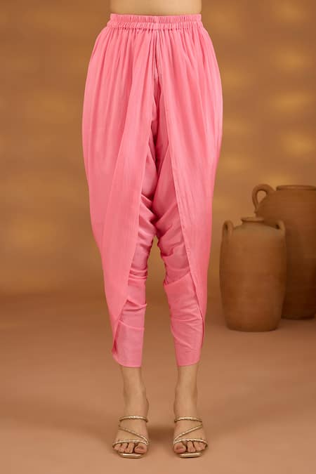 Shop ISHA GUPTA TAYAL Pink Crepe, Net, Cotton Embroidery V-neck Nandi Bagh Patchwork Kurta Pant Set Online at Aza Fashions Shop_ISHA GUPTA TAYAL_Pink Crepe, Net, Cotton Embroidery V-neck Nandi Bagh Patchwork Kurta Pant Set _Online_at_Aza_Fashions