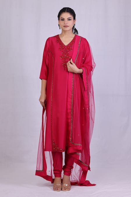 Monika Mathuria Datta Chanderi Embroidered Kurta & Pant Set 