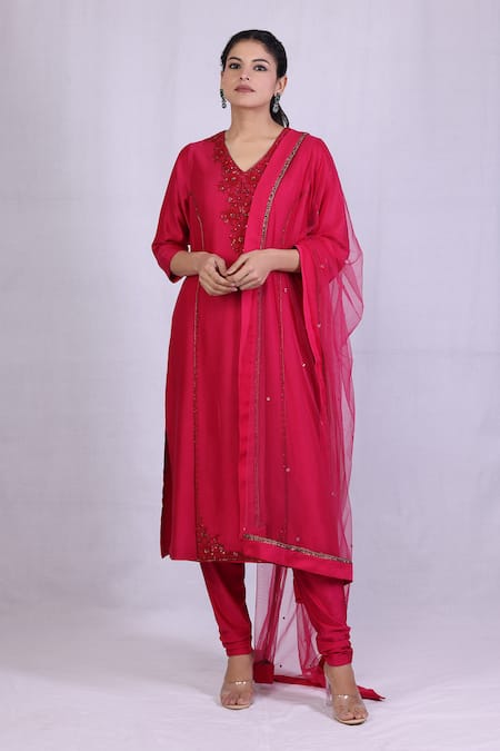 Monika Mathuria Datta Chanderi Embroidered Kurta & Pant Set 