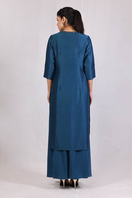 Monika Mathuria Datta Chanderi Embroidered Kurta & Palazzo Set 