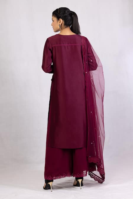 Monika Mathuria Datta Chanderi Overlap Embroidered Kurta & Palazzo Set 