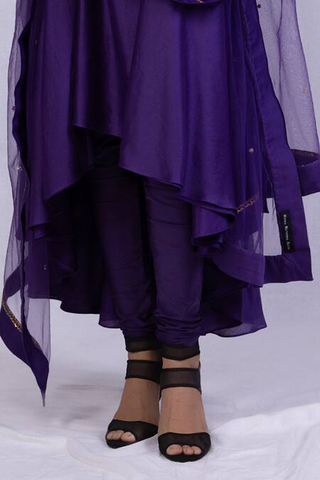 Monika Mathuria Datta Purple Net, Chanderi, Lycra, Linen Sequins, Beads Round Embroidered Anarkali Set Online at Aza Fashions Monika Mathuria Datta_Purple Net, Chanderi, Lycra, Linen Sequins, Beads Round Embroidered Anarkali Set _Online_at_Aza_Fashions