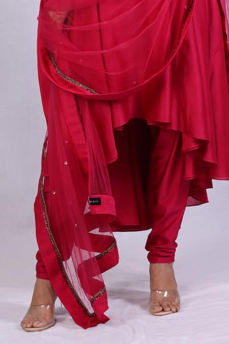 Monika Mathuria Datta Pink Net, Chanderi, Lycra Beads, Sequins Round Embroidered Anarkali Churidar Set Online at Aza Fashions Monika Mathuria Datta_Pink Net, Chanderi, Lycra Beads, Sequins Round Embroidered Anarkali Churidar Set _Online_at_Aza_Fashions