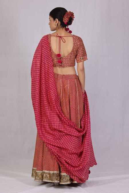 Monika Mathuria Datta Discharge Print Lehenga Set 