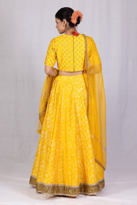 Monika Mathuria Datta Embroidered Discharge Print Lehenga Set 